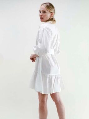 NWT Darling White Tiered Shirt Dress with tie waist